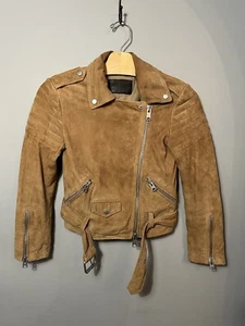 ALL SAINTS Hitchen Suede Biker Jacket Goat Leather Coat UK 2 EU 30 US 0 RRP £380 - Picture 1 of 10