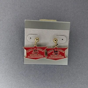 Pendientes colgantes rojos John Deere calidad equipo agrícola tono dorado NUEVO - Imagen 1 de 2