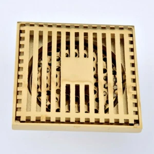 10*10cm Golden Waste Floor Drain Shower Square Bathroom Floor Drain Cover Qhr070 - Picture 1 of 7
