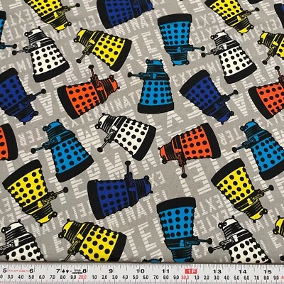 Доктор Кто 2014 Далек Бросок Спрингс Креативная Серая Хлопковая Ткань на ПОЛОВИНУ ЯРДА - Изображение 1 из 2