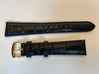Hadley Roma 20 mm Genuine Calfskin Black Alligator Grain Watch Band 20L