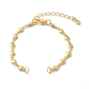 Pulsera de cadena de eslabones de corazón con cierre + extensor 4 hágalo usted mismo fabricación de joyas sin terminar 5p - Imagen 1 de 6
