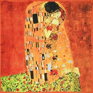 "Bufanda de cuello cuadrado Klimt-The Kiss/Lovers. 100% genuina seda natural pura. Bufanda de cuello cuadrado. 52cm-20" - Imagen 1 de 5