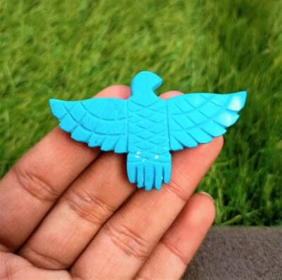 Natural Turquoise Eagle Carving Bird - Hand Carved Bird Pendant - Jewelry Making - Image 1 of 4