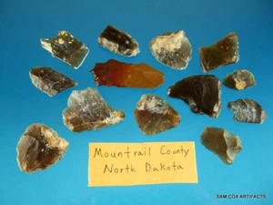 Super Fine Colorful Authentic Group of 13 ND Scrapers Tatu Arrowheads SCA COA - Picture 1 of 7