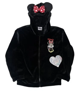 NEW Minnie Mouse Disney Girls Velour Hoodie With Bow Youth Size Large 14 - Picture 1 of 10