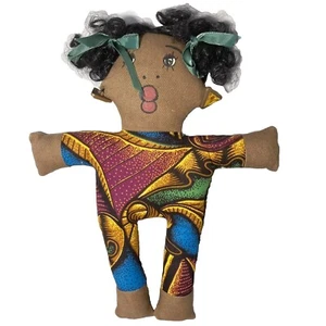 VTG Fabric Doll Colorful 13” Hand Painted Rag Doll - Picture 1 of 5