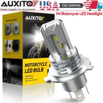 LED Headlight Hi/Low Beam 6000K Bulb H4 9003 For Motorcycle Super Bright White - Image 1 of 4