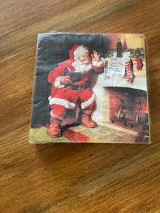 VTG Coca-Cola Classic Santa Christmas Paper Beverage Napkin Dear Santa 16 3 ply - Picture 1 of 2