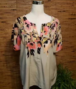 Damen seidiges Shirt V-Ausschnitt verziert versch. PASST L 44 Inch Brustweite - Bild 1 von 11