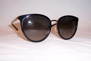 NEW GUCCI SUNGLASSES GG 0077SK 001 BLACK GOLD/GRAY AUTHENTIC 0077 - Picture 1 of 9