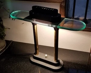 Vintage Bankers Schreibtischlampe Robert Sonneman/George Kovacs Stil Halogen UFO Glas 1980 - Bild 1 von 20