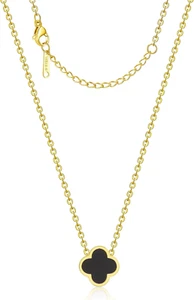 18K Gold Plated Clover Necklace for Women Four Leaf Clover Necklace Flower Lucky - Picture 1 of 12