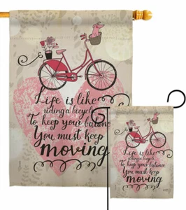 Must Keep Moving Garden Flag Sports Cycling Decorative Gift Yard House Banner - Picture 1 of 19