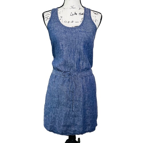 VETEMENTS Abito donna LOU & GREY blu racerback misto lino XS senza maniche preppy costiero