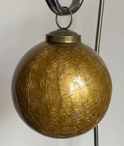 Christmas Ornament Glass KUGEL Large Ball Gold Crackle 10” Circumference - Picture 1 of 5