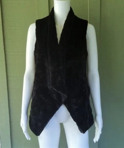 Chaleco de piel sintética negro DKNY Donna Karan cascada S/M - Imagen 1 de 5
