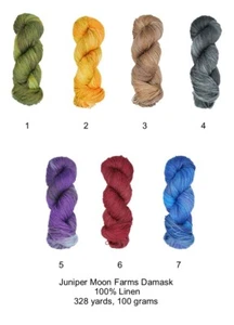CLEARANCE: Damask Linen Yarn from Juniper Moon Farms; 3 Colors Remaining - Picture 1 of 11