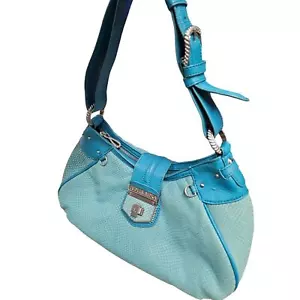 Judith Ripka Turquoise Suede Snakeskin Embossed leather Hoho Shoulder Bag Purse - Picture 1 of 14
