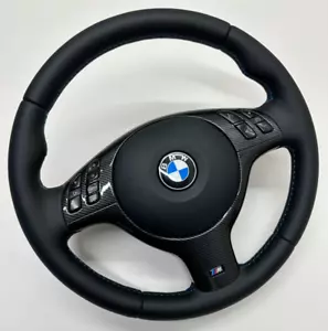 BMW E46 E39 E53 M VOLANTE DEPORTIVO M3 M5 CUERO LISO CARBONO - Imagen 1 de 9