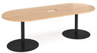 Eternal radial end boardroom table 2400mm x 1000mm with central cutout 272mm x 1