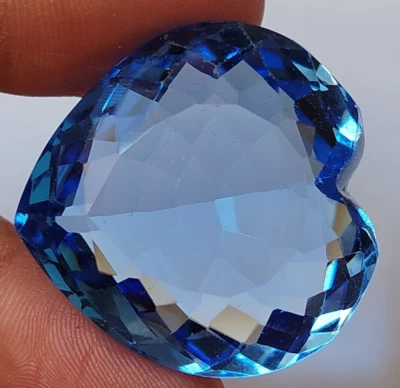 98.40 Ct. Large Blue Topaz Heart Faceted Cut Loose Gemstone Gift for Birthday - Image 1 of 4
