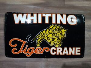 Porcelain Whiting Tiger Crane Enamel Metal Sign Size 30 " x 17 " Inches
