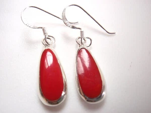 Reversible Mother of Pearl and Simulated Coral 925 Sterling Silver Earrings - Picture 1 of 4