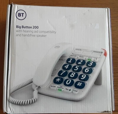 BT Big Button 200 Corded Phone with Handsfree Speaker/hearing Aid Compatability  - Image 1 of 4