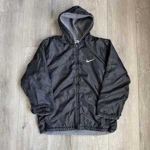 Vintage Nike Jacket Mens XL Black Gray Swoosh Logo Reversible Removable Sleeves - Picture 1 of 8