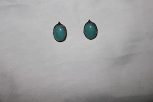 Pendientes ovalados de plata de ley de sílice gema de 1" vintage suroeste - Imagen 1 de 11