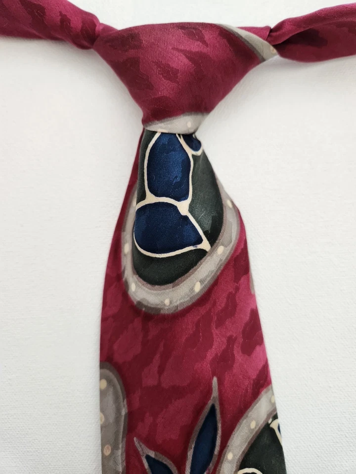 Corbata Robert Daskal pintada a mano 100 % seda única firmada por artista cosida a mano  Foto 1 de 4