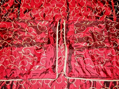 3 Pc LUXURY SATIN Gold Embroidered DUVET COVER & Pillowcases SET~VTG~ NEW in BAG - Image 1 of 4