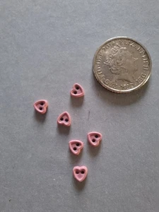 TEENY WEENY HEART SHAPED 4mm BUTTONS IN PINK - Picture 1 of 1