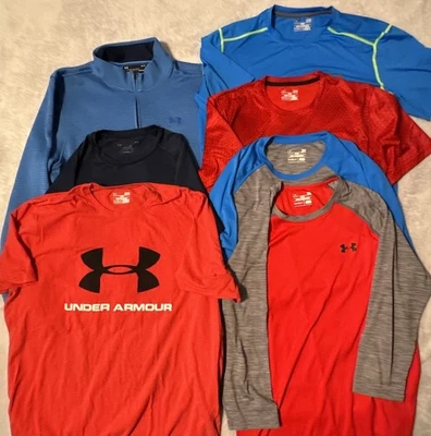 Under Armour Hombres Camisa Pullover 1/4 Cremallera Lote De 7 Azul Rojo Ropa Activa Informal Foto 1 de 4