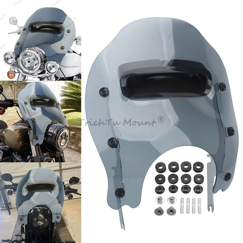 Smoke Windshield Wind Splitter For Harley Touring Road King FLHR FLHRXS 98-Up - Image 1 of 4