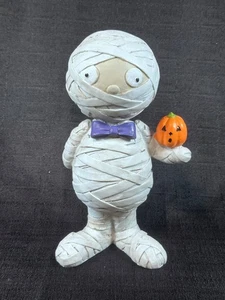 Gus The Mummy Resin Halloween Statue Figure Purple Bow Tie & Pumpkin 10” EUC - Picture 1 of 6