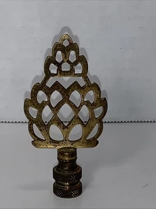 Vintage 3" Metal Brass Finial Pine Cone Tree Shaped 1/4" Threaded Mid Century - Picture 1 of 7