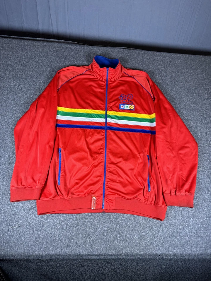 Chaqueta deportiva LRG para hombre 6XL roja cremallera completa arco iris rayas bordada ropa de calle Foto 1 de 4