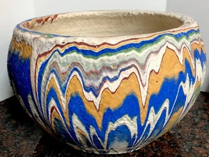 Vtg 12” Ozark Mountain Pottery Blue Multi Color Roadside Planter OLD! - Picture 1 of 10