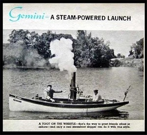 Casco Fantail de lanzamiento a vapor de 17' *Diseño 1964 Cómo construir planes *Gemini* - Imagen 1 de 2