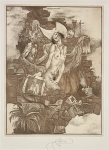 LEMBIT LÖHMUS: Exlibris op. 141; 1986; in Passepartout - Foto 1 di 2