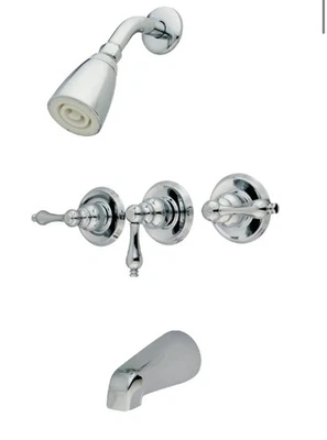 Kingston Brass KB231AL Victorian Collection Chrome 3 Handle Tub Shower Faucet - Image 1 of 4