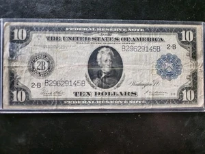 1914 $10 Blue Seal Large Size Banknote - Picture 1 of 2