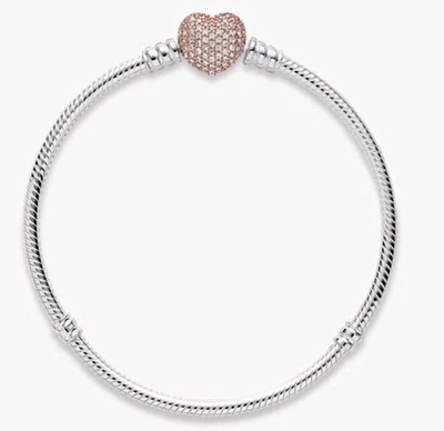 Pandora Moments Pavé-Herz-Verschluss Gliederarmband 1x getragen NP 89,00€ - Bild 1 von 3