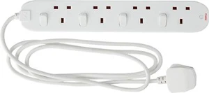 Masterplug 4 Socket 13A Individually Switched Extension Lead, 2 Metres, White - Picture 1 of 8