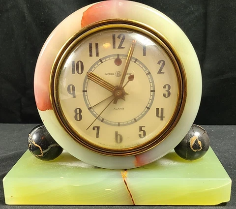 Vintage GE General Electric Art Deco Marble Electric Mantle Alarm Clock Cover