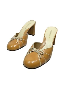Enzo Angiolini Woman's Tan Leather Mules Slip on Block Heels Size 8.5M - Picture 1 of 8