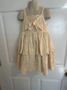 Blueberi Boulevard Girls Size 5 Beige Eyelet Dress - Picture 1 of 9