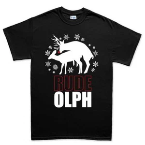 T-shirt maglietta uomo Rudolph Rude Deer Natale Babbo Natale regalo - Foto 1 di 6